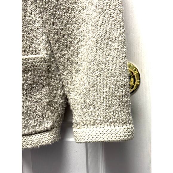 Kerri & Kelsey Sweater Vintage Boucle Cardigan Taupe Beige Crest Buttons Size L - Picture 3 of 6
